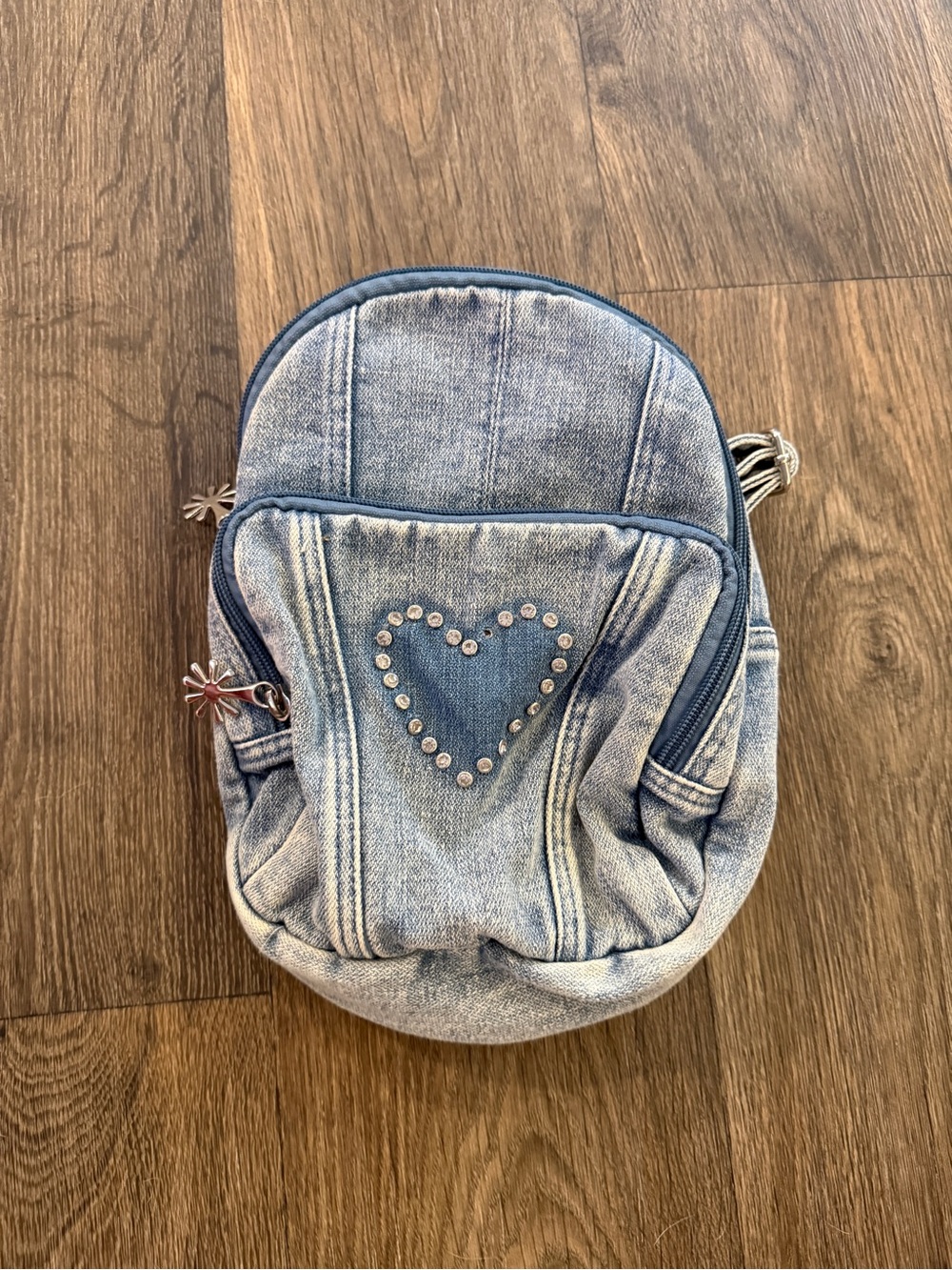 dELiA*s denim rhinestone heart mini backpack